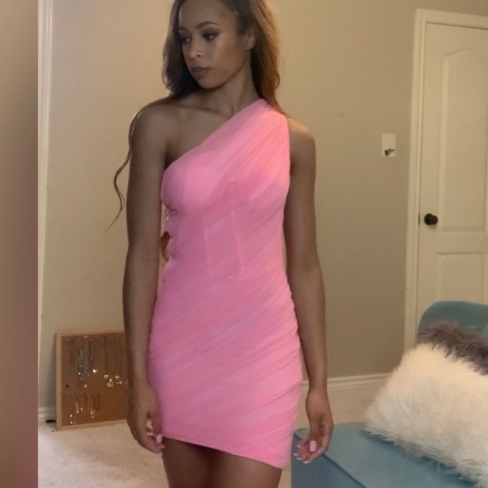 Pink One Shoulder Mini Dress | SMALL | NWT